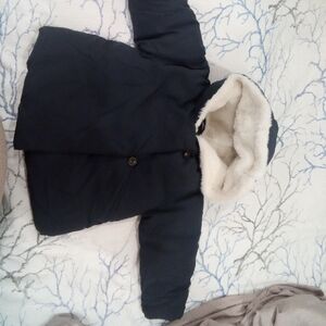 Mango Dark Blue Puffer Jacket with Cream Lining